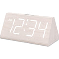 Wooden Digital Alarm Clock with Large Numbers, USB Port & Dimmer for Bedroom