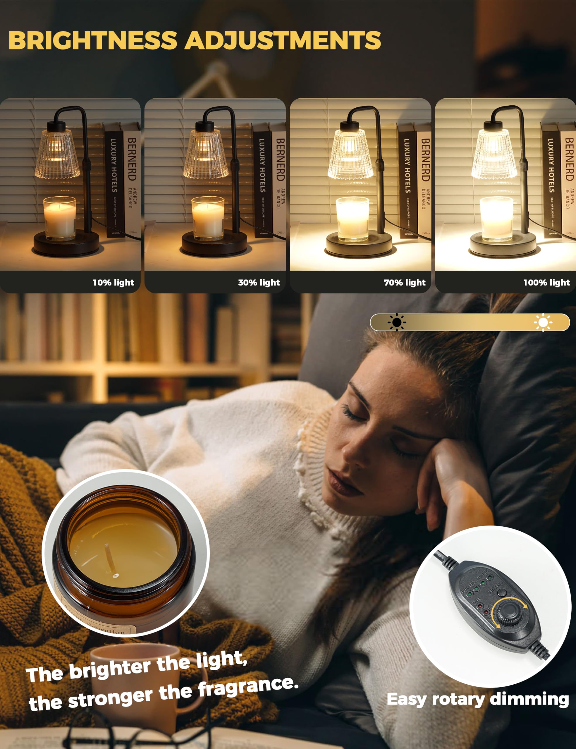 Candle Warmer Lamp with Timer & Dimmable Light for Home Décor and Gifts